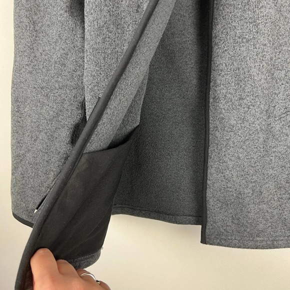 Ivivva by Lululemon Girl Gray Open Front Knit Jacket Cardigan Funnelneck Sz 14 - Picture 5 of 8